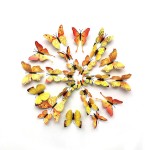 3D butterflies with magnet, house or event decorations, set of 12 pieces, yellow color